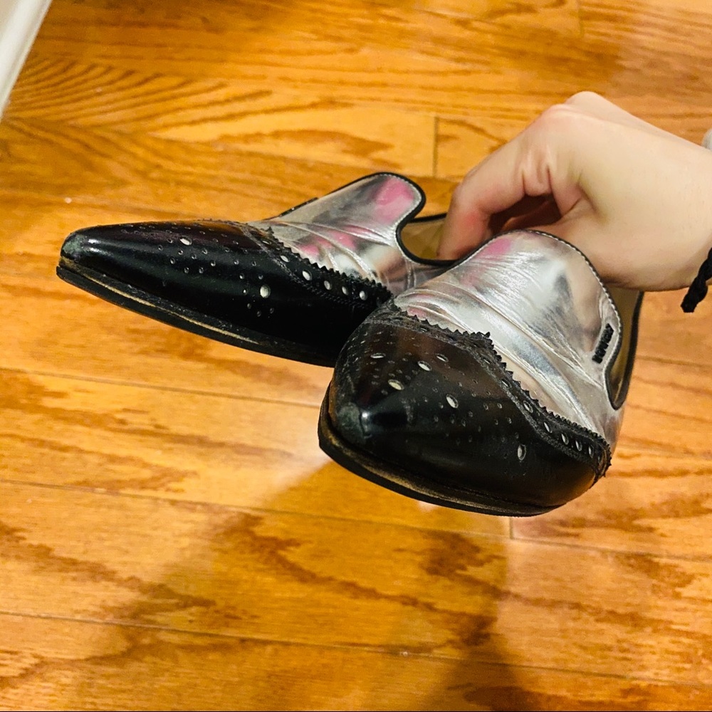 Prada metallic pointed toe brogue loafer - Picture 5 of 15